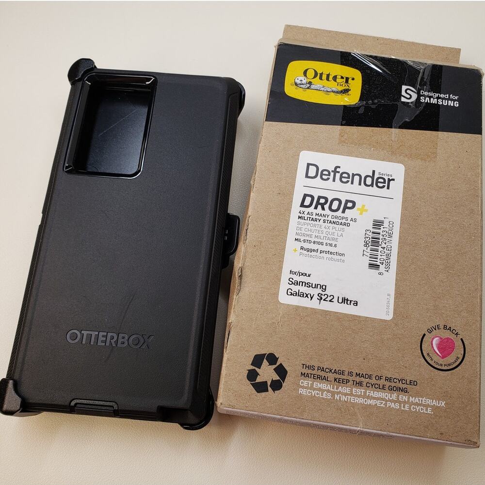 Otterbox For Samsung Galaxy S22 Ultra, Defender Phone Case Black W Holster